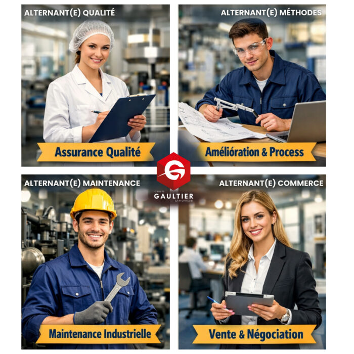Recrutement 4 alternants qualité, méthodes, commerce et maintenance